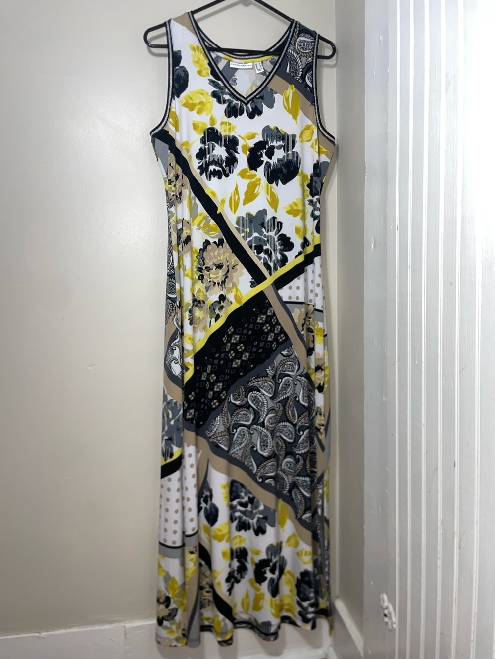 Susan Graver Sleeveless Patchwork Maxi Dress Size M